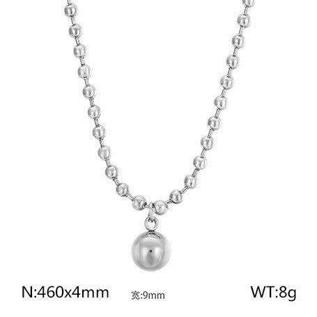 European and American fashion personalized stainless steel 18K gold-plated hollow ball gold bead necklace bracelet set, free jewelry