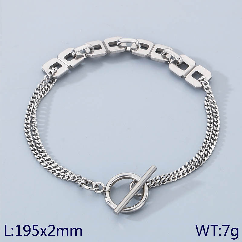 New simple rhombus round splicing chain ot buckle stainless steel bracelet creative versatile bracelet jewelry