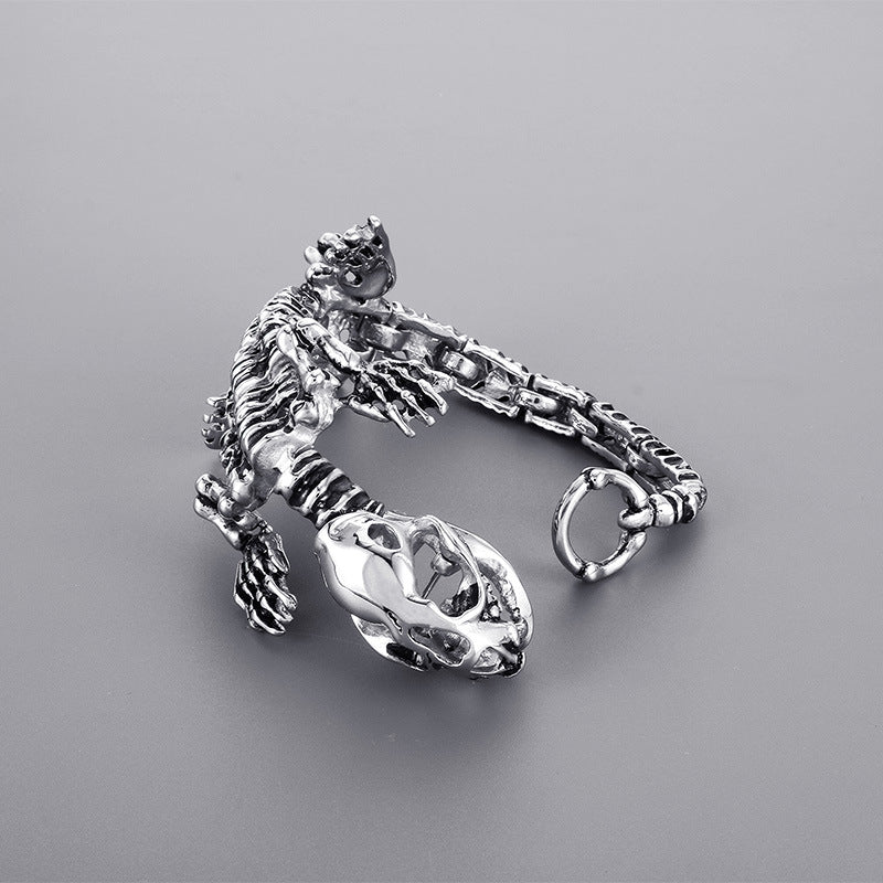 316L stainless steel personalized design jewelry, retro exaggerated centipede crocodile lizard men's titanium steel casting bracelet