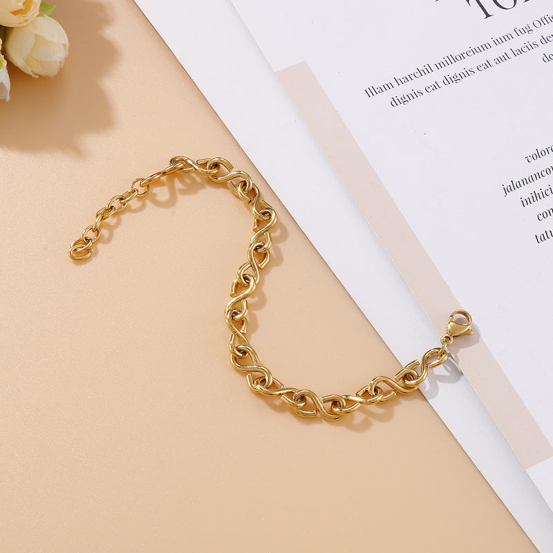 ins high-end sense versatile 8-character stainless steel splicing infinite symbol bracelet titanium steel personalized bracelet jewelry wholesale