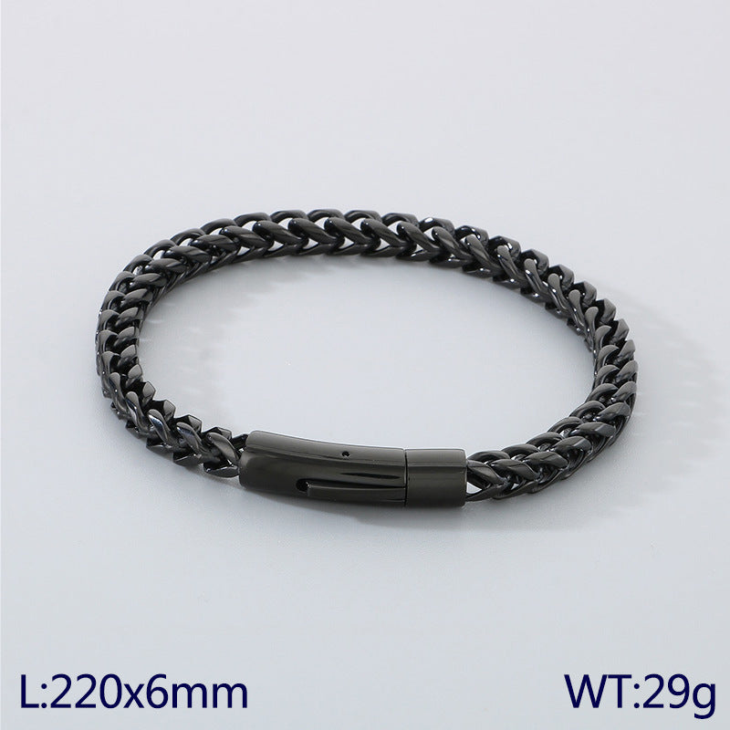Trend creative stainless steel front and back round grinding bracelet fashionable and simple men's trend round grinding front and back chain jewelry spot