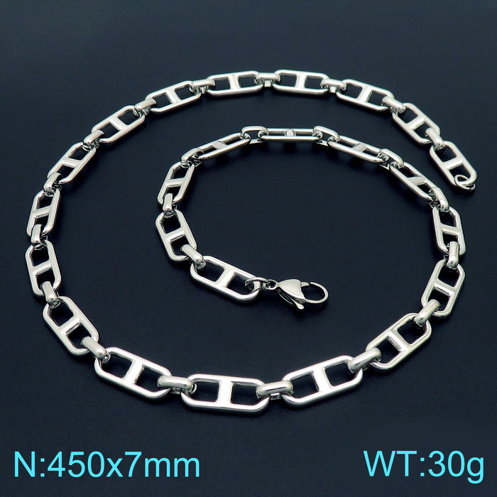 Cross-border trend stainless steel jewelry simple and versatile Japanese chain stainless steel bracelet necklace set jewelry jewelry