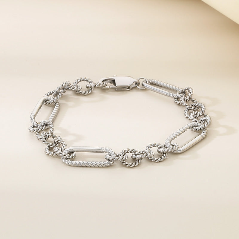 New fashion versatile trendy cool personalized jewelry geometric return chain twist splicing design stainless steel bracelet