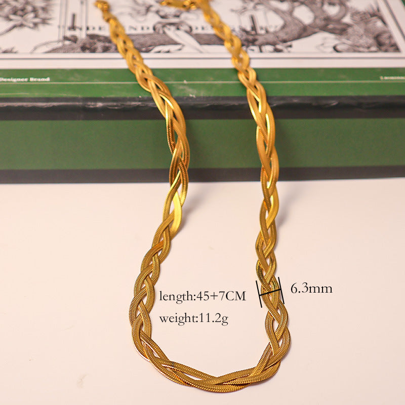 Amazon European and American Simple Vintage Men's and Women's Blade Chains Stainless Steel Twist Flat Snake Bone Chains Necklaces Bracelets Wholesale