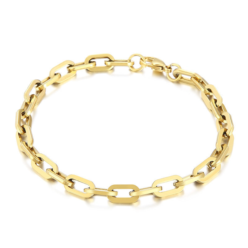 ins wind trend versatile design geometric elements interlocking stainless steel bracelet stacked simple bare chain titanium steel