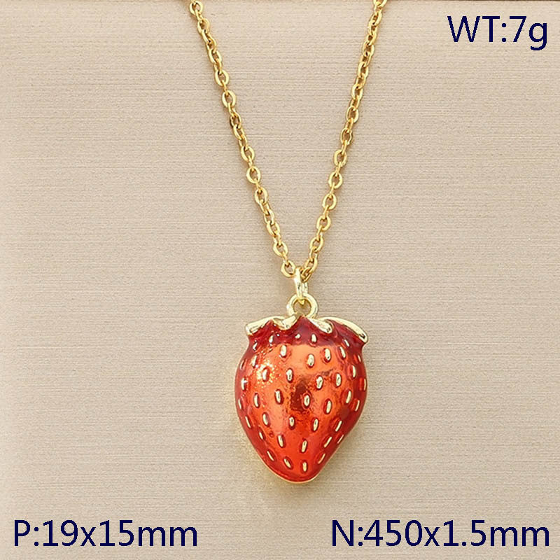 Stainless Steel Fruit Charm Necklace