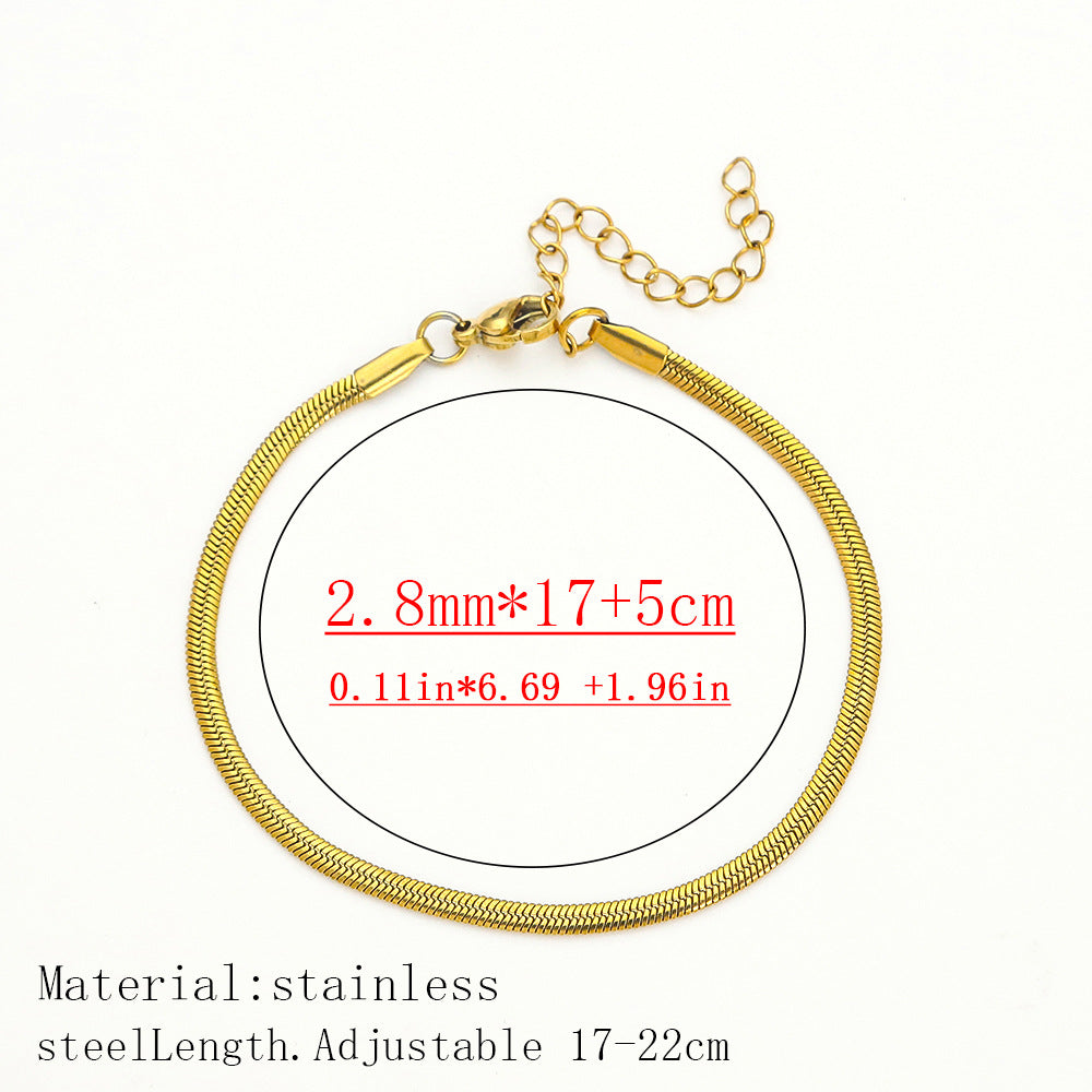 Cross-border women's fashion titanium steel bracelet European and American hot sale plated 18K real gold fashion versatile jewelry stainless steel bracelet