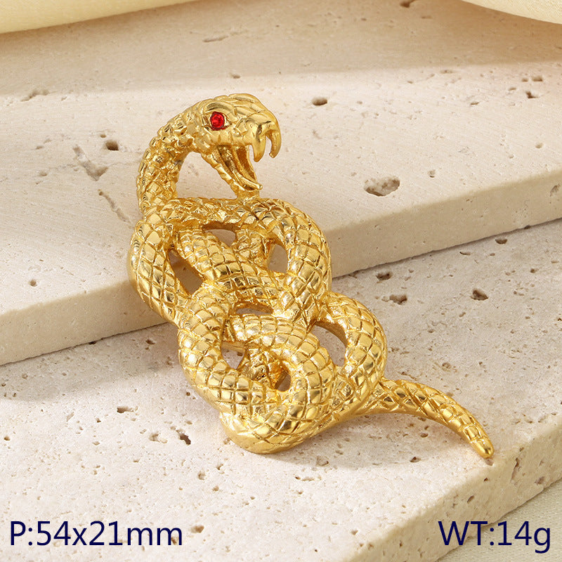 European and American cross-border new personalized trend stainless steel 18k gold zodiac snake pendant, Year of the Snake accessories, pendant accessories