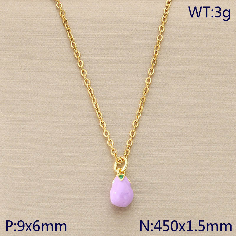 Mini Fruit Charm Gold Chain Necklace