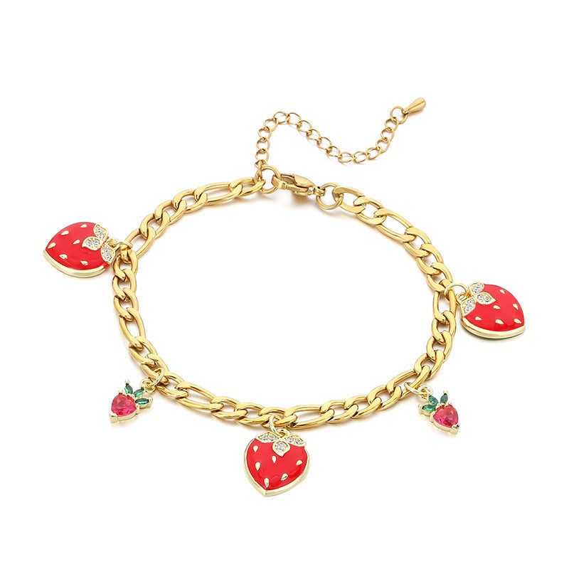 Summer vacation seaside shell wind jewelry stainless steel bracelet pendant strawberry cherry jewelry spot wholesale