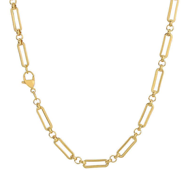 Elongated Rectangle Link Chain Necklace