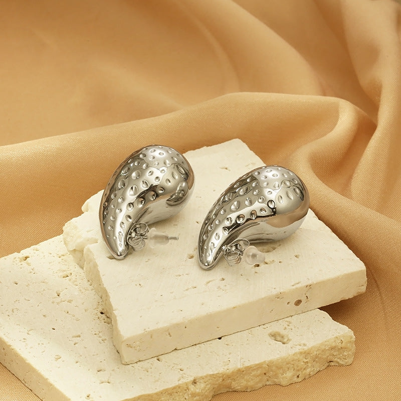Textured Teardrop Stud Earrings