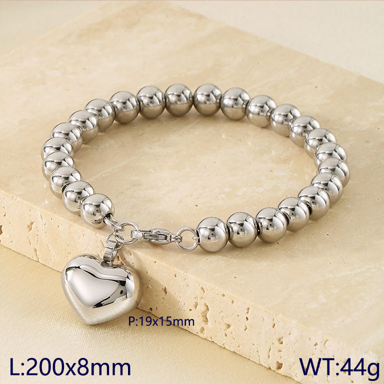 Beaded Heart Charm Bracelet