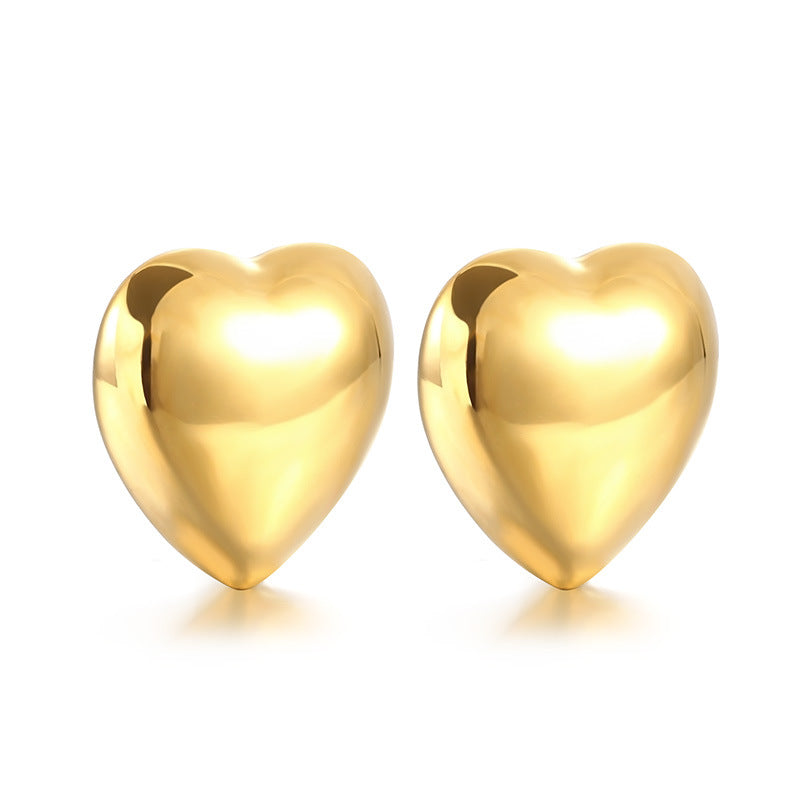 Chunky Heart Stud Earrings