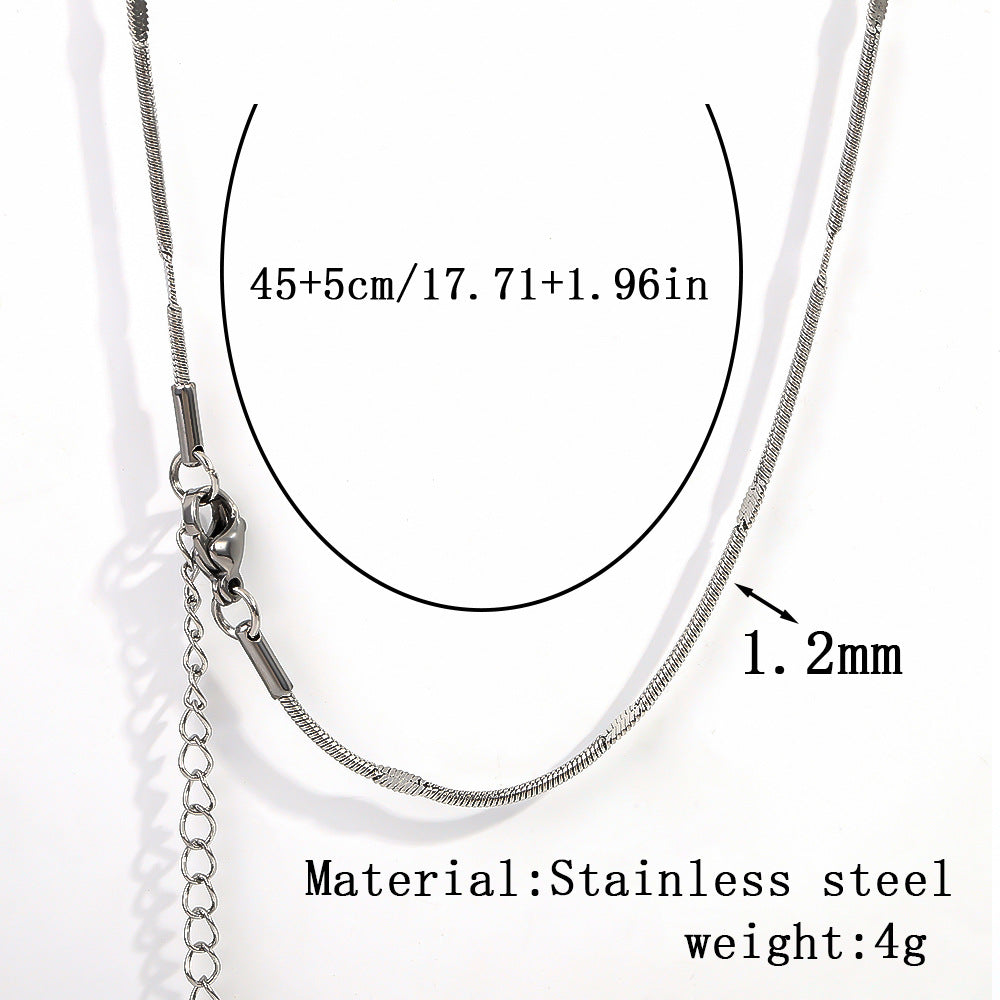 Cross-border women's stainless steel necklace, 18K real gold snake bone chain plain chain fashion collarbone chain versatile titanium steel necklace