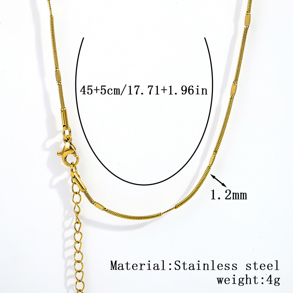 Cross-border women's stainless steel necklace, 18K real gold snake bone chain plain chain fashion collarbone chain versatile titanium steel necklace