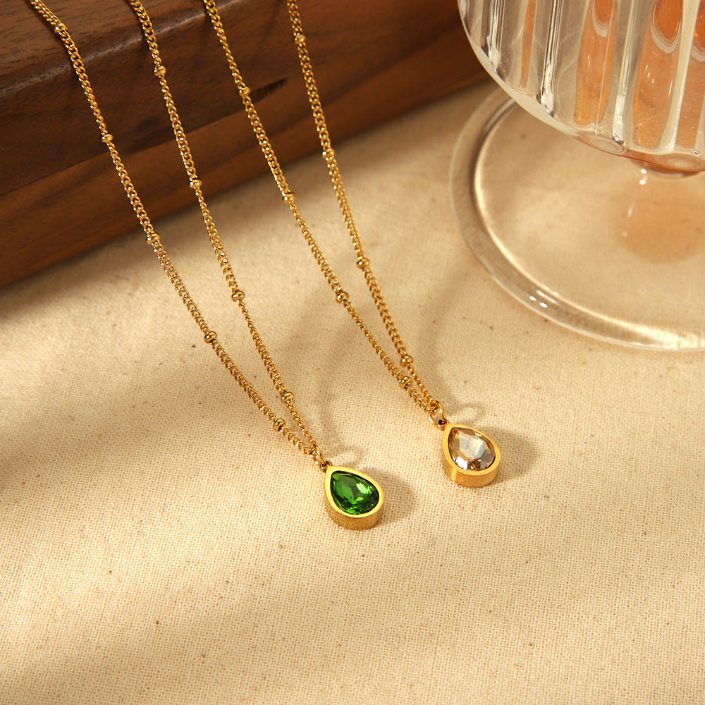 Stainless Steel Drip Heart Necklace & Stud Earrings Set