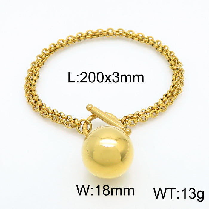 Cross-border versatile ball hollow pendant bracelet necklace set, niche design high-end simple versatile jewelry