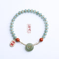 天然翡翠算盘珠福运手链女 和田玉平安扣搭南红玛瑙配饰