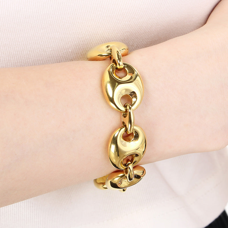 Europe and the United States cross-border high-grade stainless steel 18k gold pig nose bracelet summer versatile bracelet jewelry spot wholesale