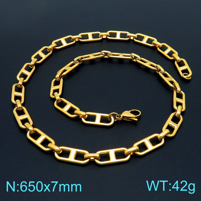 Cross-border trend stainless steel jewelry simple and versatile Japanese chain stainless steel bracelet necklace set jewelry jewelry