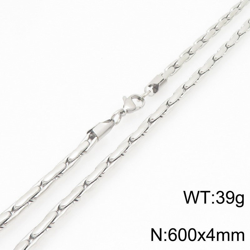 European and American foreign trade titanium steel chain necklace men and women ins Internet celebrities personality bare chain trend stainless steel twist chain plain chain
