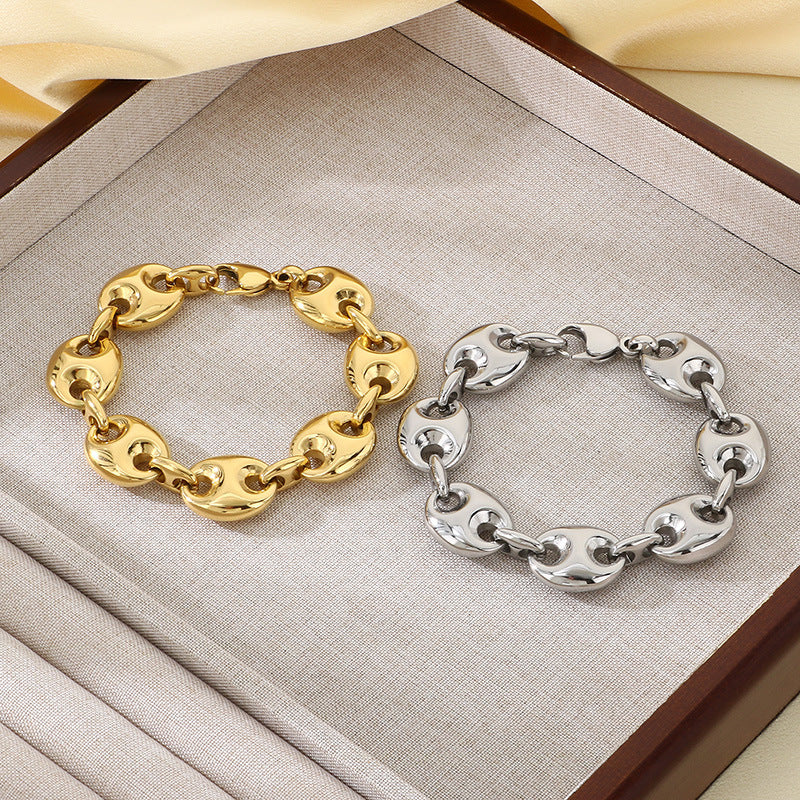 Europe and the United States cross-border high-grade stainless steel 18k gold pig nose bracelet summer versatile bracelet jewelry spot wholesale