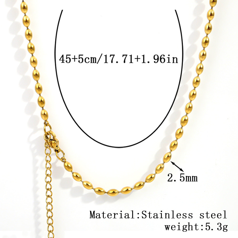 Cross-border stainless steel necklace, 18K real gold-plated snake bone chain fashion collarbone chain plain chain versatile women's titanium steel necklace