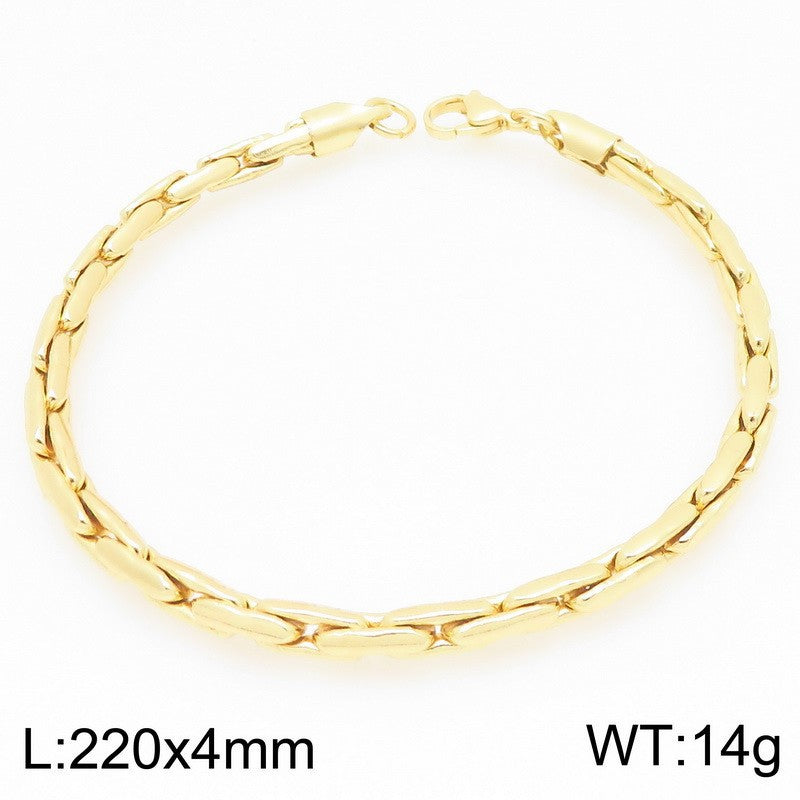 Stainless steel twisted rope chain niche neutral wind couple bracelet vacuum plated 18K gold chain jewelry men's and women's jewelry