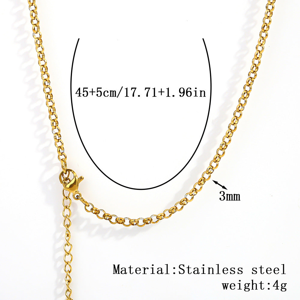 Cross-border women's stainless steel necklace, 18K real gold snake bone chain plain chain fashion collarbone chain versatile titanium steel necklace