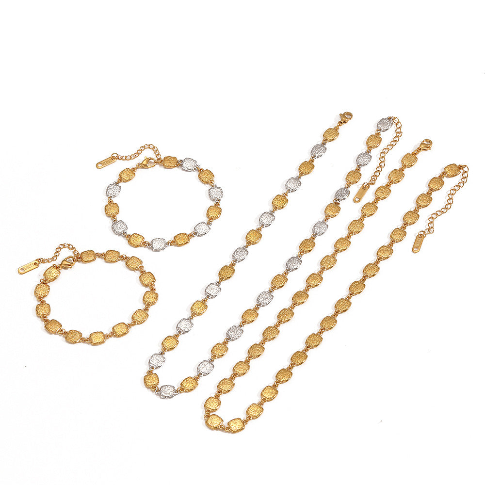 Vintage Coin Chain Necklace – Textured Gold Finish