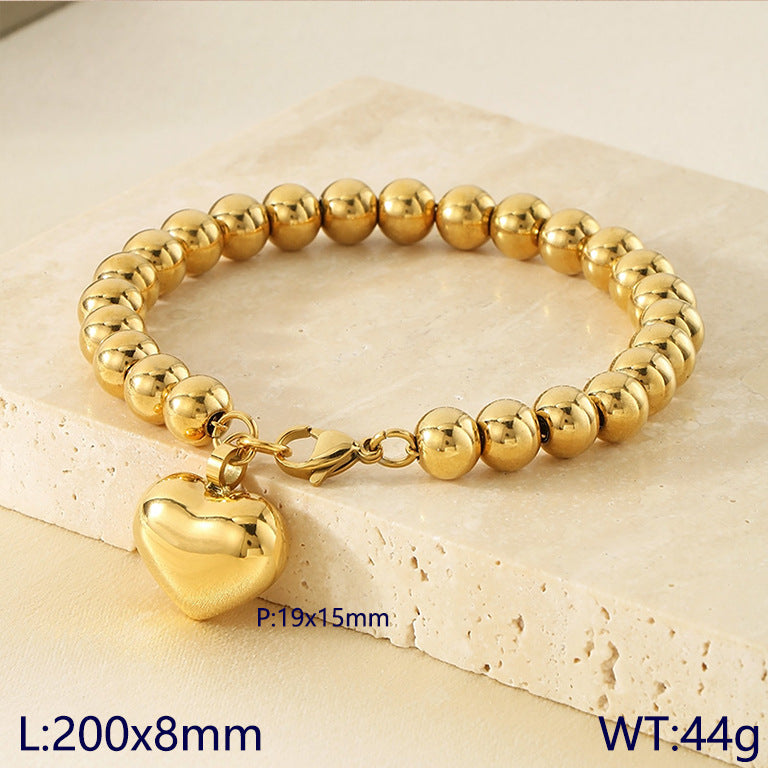 Beaded Heart Charm Bracelet