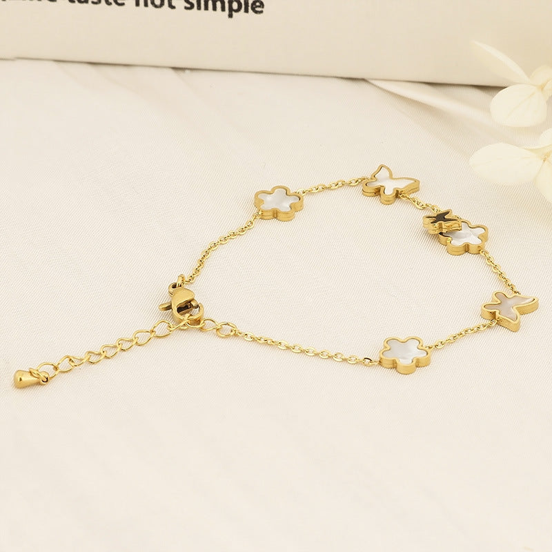 Cross-border fashion bracelet women's light luxury love butterfly devil's eye ins wind titanium steel bracelet women's jewelry