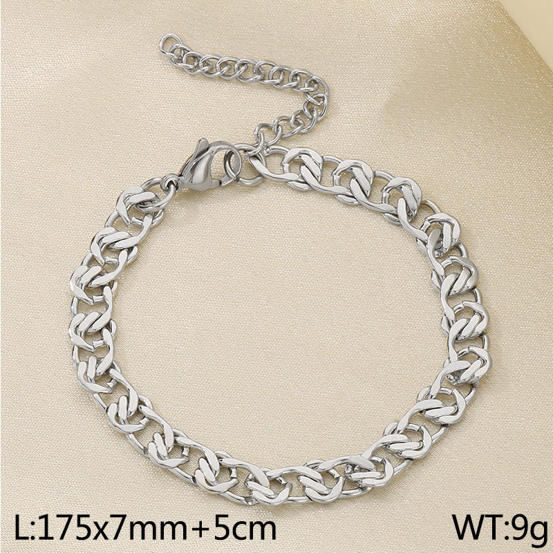 Fashion Hong Kong style necklace stainless steel cut-out NK chain bracelet splicing chain 18K gold men's and women's personality accessories accessories