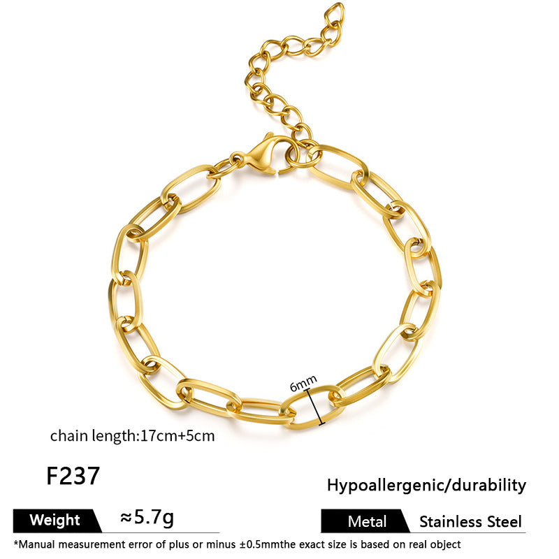 European and American ins titanium steel bracelet personality niche hip hop Cuban chain thick chain stainless steel vacuum plated 18k gold bracelet