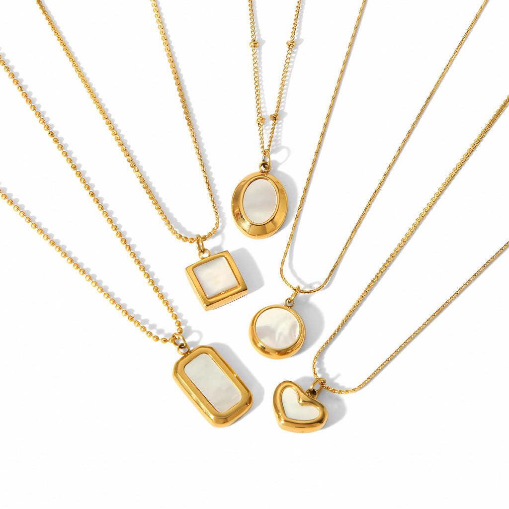 European and American cross-border titanium steel inlaid shell pendant necklace women's light luxury 18k gold-plated stainless steel necklace jewelry women's wholesale