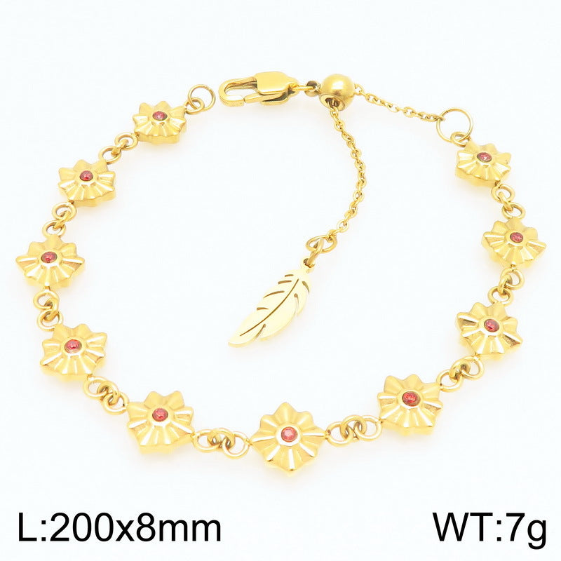 New simple design stainless steel twelve-color four-pointed star bracelet simple and high-end birthstone accessory accessories