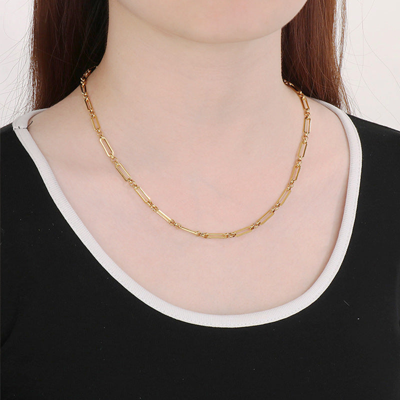 Elongated Rectangle Link Chain Necklace