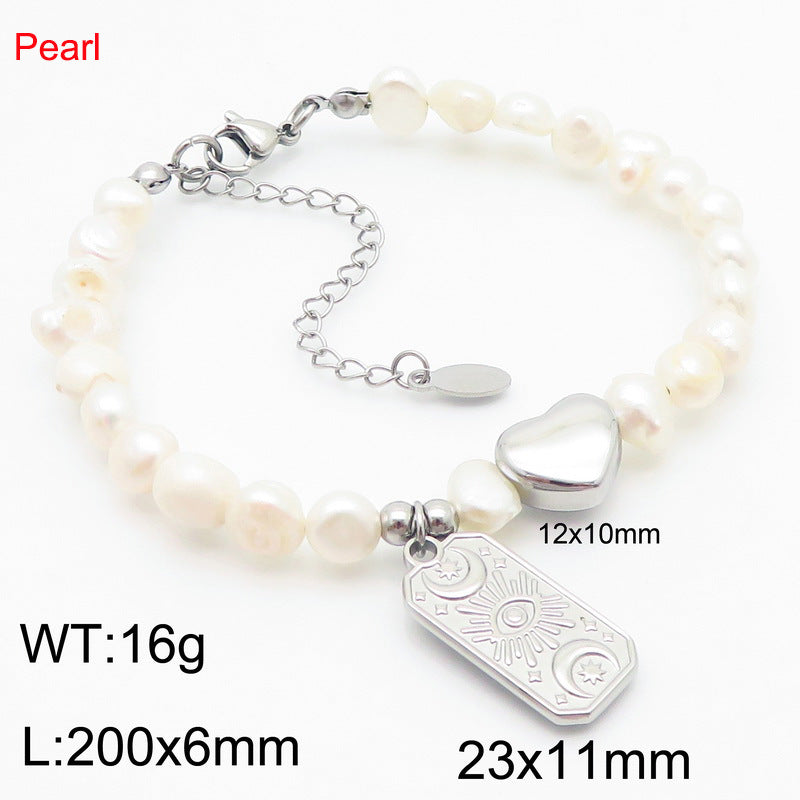 Stainless Steel Heart & Lucky Tag Pendant Jewelry Set