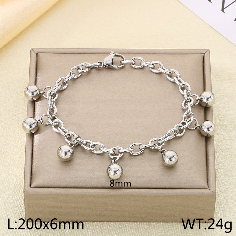 Simple stainless steel 18K gold bohemian round bead bracelet niche design jewelry bell spot bracelet wholesale