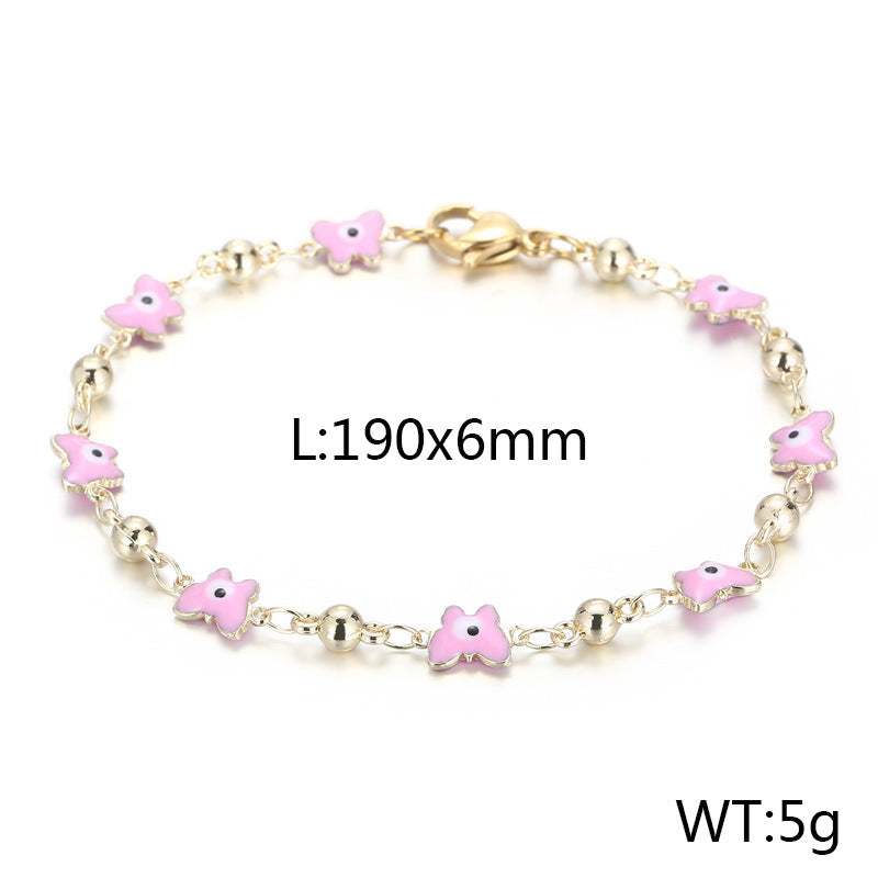 Hot-selling fashion Epoxy copper bracelet Butterfly multi-color devil's eye Mori bracelet, foreign trade high-end hand jewelry