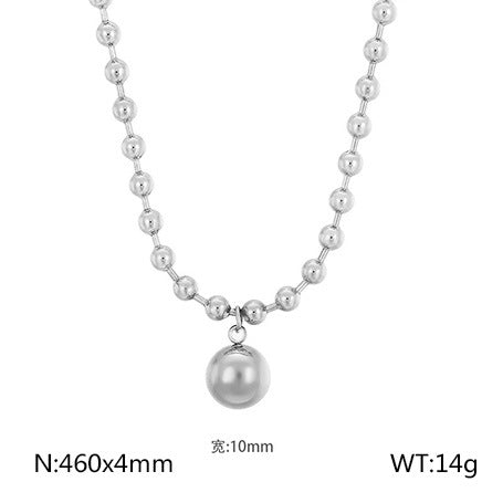 European and American fashion personalized stainless steel 18K gold-plated hollow ball gold bead necklace bracelet set, free jewelry