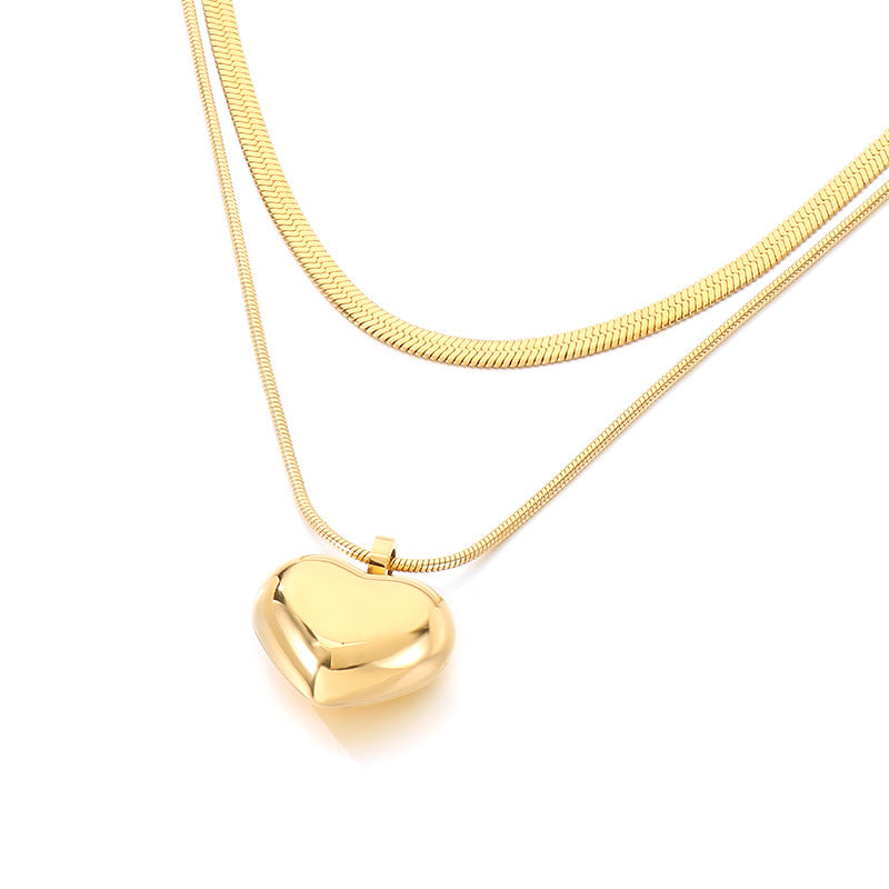 Minimal Heart Snake Chain Necklace