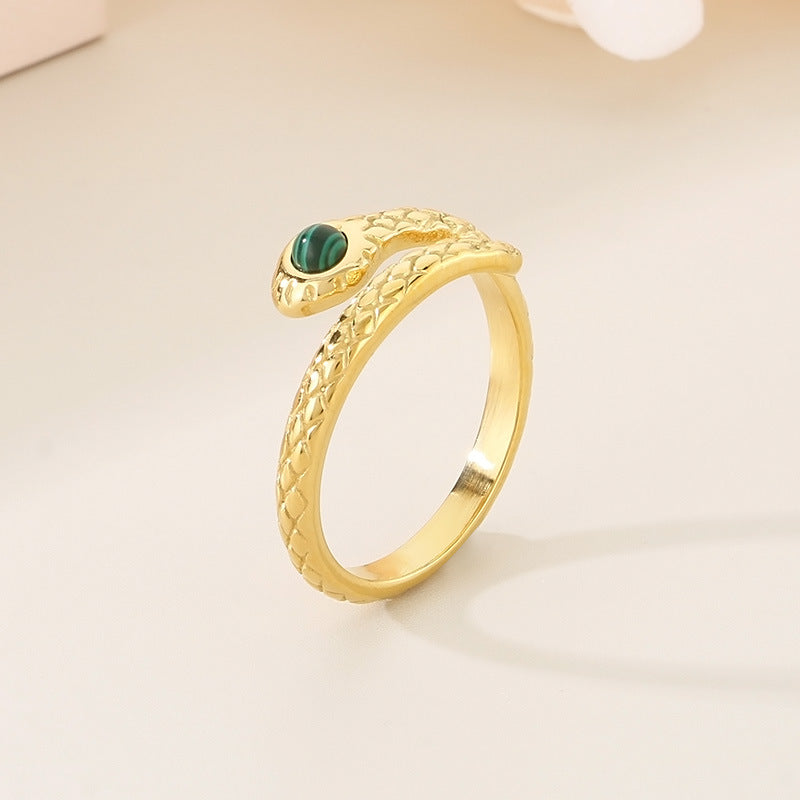 Malachite Snake Open Ring