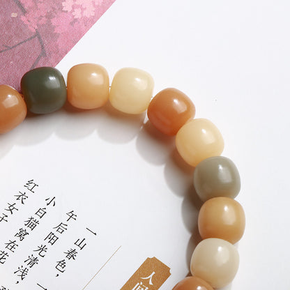 天然糖果色渐变白玉菩提桶珠手链串珠女文玩佛珠手饰手串