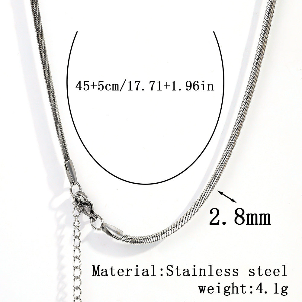 Cross-border women's stainless steel necklace, 18K real gold snake bone chain plain chain fashion collarbone chain versatile titanium steel necklace