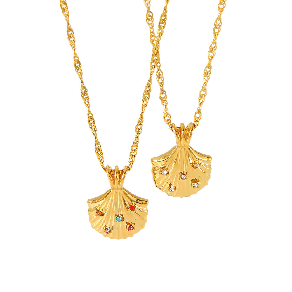 Cross-border new products ins wind titanium steel 18k gold non-fading skirt pendant niche design personalized diamond pendant necklace