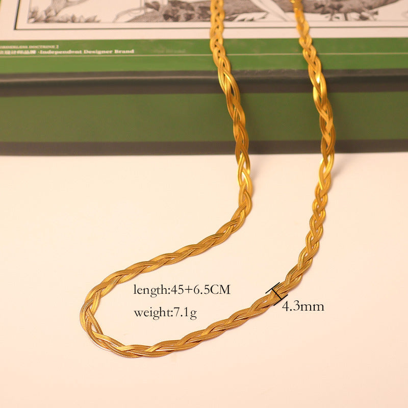 Amazon European and American Simple Vintage Men's and Women's Blade Chains Stainless Steel Twist Flat Snake Bone Chains Necklaces Bracelets Wholesale