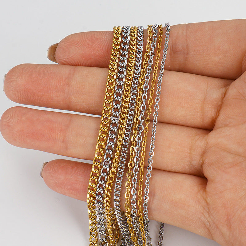 European and American cross-border popular simple retro stainless steel hammer cross chain side chain, pendant with chain wholesale