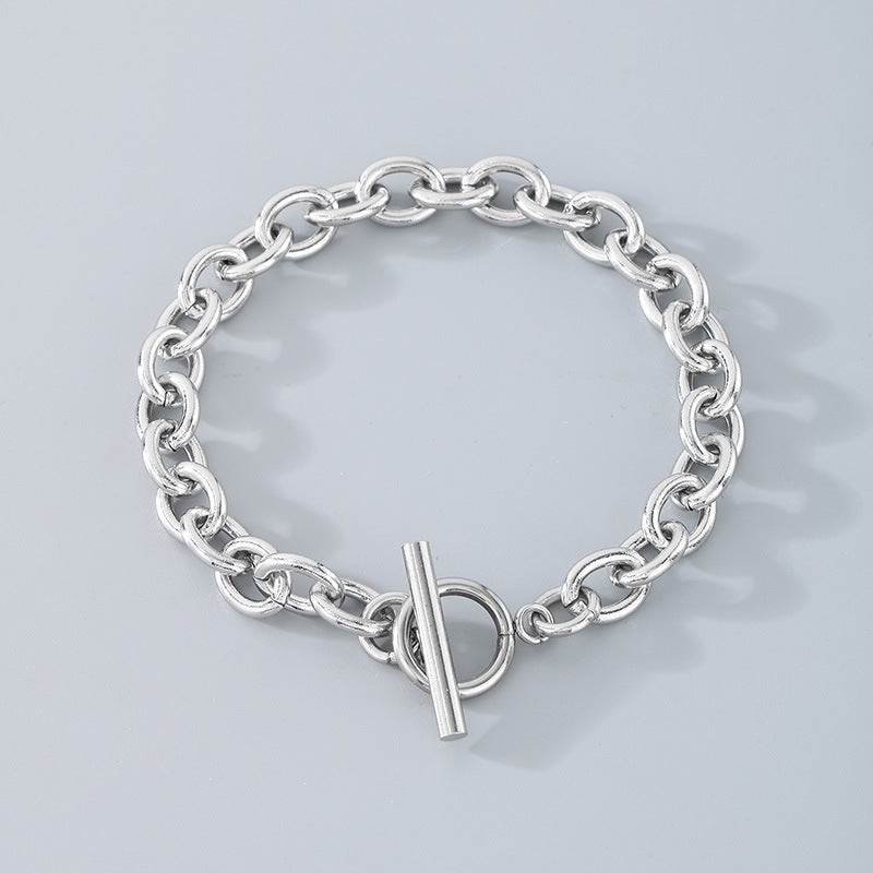 European and American fashion ins cold wind stainless steel OT buckle bracelet men and women trend couple simple O-chain necklace accessories